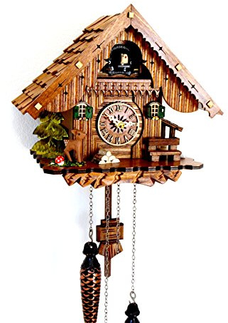 CLOCKVILLA HETTICH-UHREN Schwarzwälder Kuckucksuhr Schwarzwaldhaus Quarzwerk Schindeldach echtes Holz