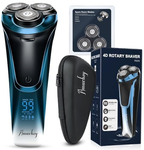Rasierer Herren Elektrisch Snapbuy/Mit 3er Ersatzköpfen/Nass- und Trockenrasierer/Elektrorasierer mit Pop-up Trimmer / 99 Min. Laufzeit/Bartschneider/LED Anzeige/Reiseetui