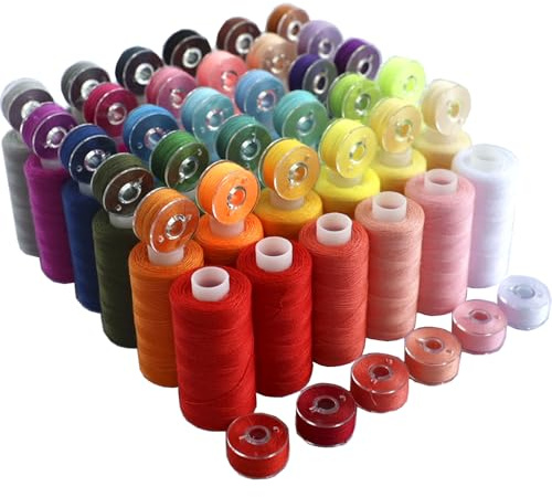 72-teiliges Nähgarn-Sortiment, 36-farbiges Garn für Nähmaschine mit 36 Spulen in derselben Farbe, Polyestergarn 400 Yards/Spule