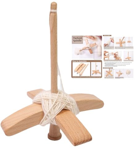 Handspindel, Handspinner, multifunktionales türkisches Holz, 15 x 15 x 19 cm, für Garn, Weben, Wolle, Handwerk, Häkeln, perfekte Faserkunst und Bastel-Enthusiasten