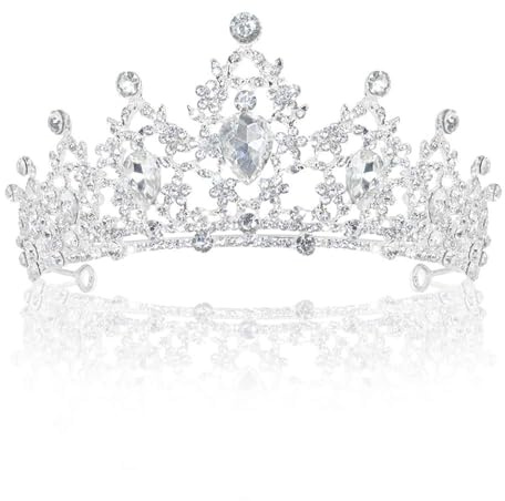 Delleu Hochzeit Tiara Kristall Strasssteine ​​Tiara Krone Kamm Festzug Prinzessin Silber Krone1