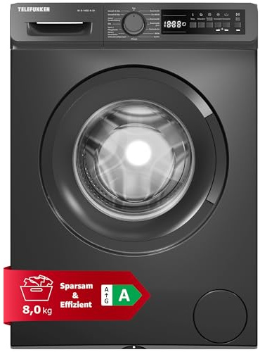 Telefunken W-8-1400-A-DI Waschmaschine 8kg Frontlader 1400 U/Min. EEK A | Inverter Motor - Leise & Effizient, AquaStop - Schutz vor Wasserschäden, Schontrommel, Washing Machine, 15 Programme
