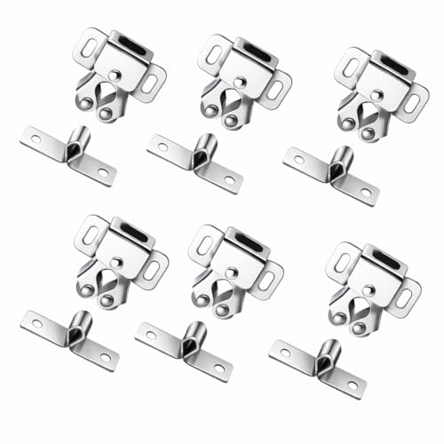 6 PCS Möbelschnäpper Schranktür Doppel, Robuster Rollenschnäpper aus Metall, Türschnapper für Schranktüren und Schubladen, Möbelverschluss für Küche, Kleiderschrank, Wohnwagen und Möbelbau