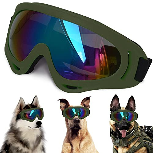 Große Hundesonnenbrille, Hundebrille mit verstellbarem Riemen, UV-Schutz, winddicht, geeignet für mittelgroße und große Hunde, Haustierbrillen, Augenschutz