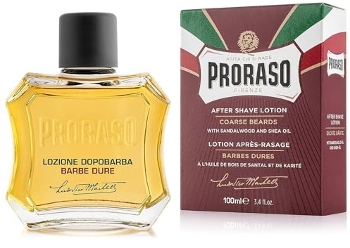 Proraso After Shave Lotion Nourishing, 100 ml, Aftershave für Männer mit Sandelholz & Shea-Öl spendet Feuchtigkeit und stellt den Hautkomfort wieder her, Made in Italy