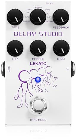 LEKATO Delay Pedal,Gitarren Effekt Pedal mit 9 Delay Effekten,Tap Tempo Freeze