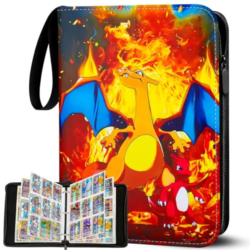 Sammelalbum für Karten,900 Sammelkarten Album 9 Taschen 50 Seiten Sammelmappe karten Ordner Heft,Hochwertiges Wasserdicht PU Leder Card Collection Sammelheft,Geschenk für kinder-50 Pcs Seite