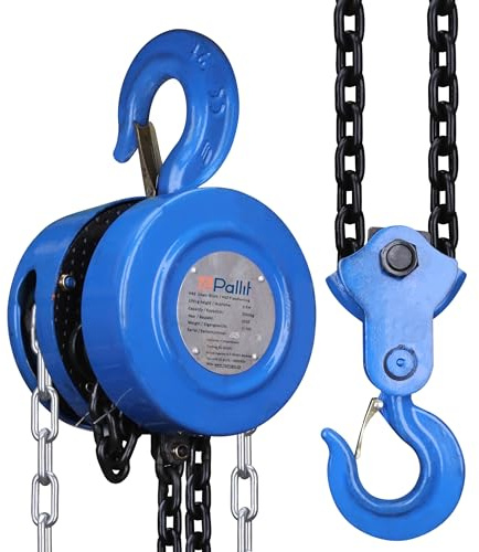 Pallit Flaschenzug CHAIN-M 2000 kg Tragkraft 2,5 m Hubhöhe robuste Stahlkette Seilzug mit 360° drehbarer Haken Seilzug Kettenzug Kettenflaschenzug