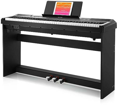 Donner E-Piano 88 Tasten, Halb Gewichteten Anfänger Klavier, Digital Piano mit Abnehmbarer Klavierständer und Pedal, DEP-10S
