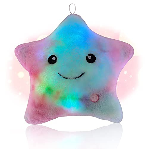 Shengou Weihnachten Kissen Stern LED, kuschelkissen LED,Kissen Deko, Leuchtendes Sternenkissen, Sternkissen Flauschiges, für Weihnachten,Geburtstag,Schlafzimmer Deko