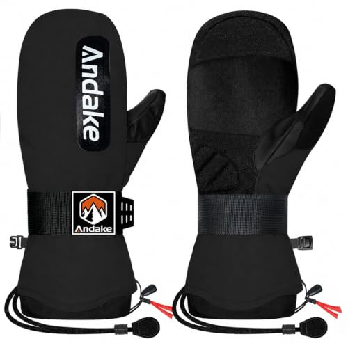 Andake Skihandschuhe für Herren Damen Jugendliche Snowboard Handschuhe | Warme Wasserdichte Winddichte Winterhandschuhe Fäustlinge für Snowboarden Skifahren Wintersport im Freien