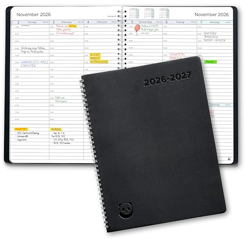 Terminplaner 2026 2027 von Smart Panda - Lehrerkalender & Schulplaner, Wochenplaner mit 30 Minuten Taktung – Akademischer Kalender Juli 2026 bis August 2027 - Softcover A4, auf Deutsch