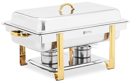 Royal Catering RCCD-RT16_9LG Chafing Dish GN 1/1 Goldakzente 9 L Warmhaltebehälter Rechaud Wärmebehälter