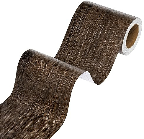 Stickyart Bordüre Selbstklebend Dunkelbraun Holzkontaktpapier 7.6cmX500cm Holzoptik Reparaturband Holzmaserung Badezimmer Spiegelrahmen Aufkleber Klebeband Reparaturband für Möbel Tische Wände Stühle