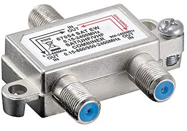 Goobay 67054 SAT TV Einschleuseweiche Sat/Terrestrisch zum Zusammenführen von Satelliten- und Terrestrischem Signal an die TV-Anlage, Schirmungsmaß 100 dB (digital tauglich)