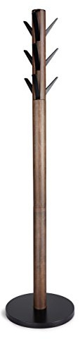 Umbra Flapper Garderobenständer mit 9 umklappbaren Haken, Kleiderhaken, Regenschirmhalter und Hutständer, ideal für den Eingangsbereich, Schwarz/Walnuss
