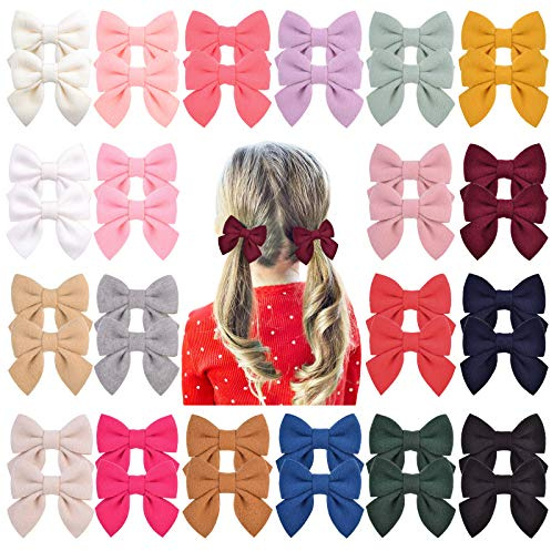 Jollybows 40 Stück 7,1 cm Baby Mädchen Haarschleifen Krokodilklemmen Wolle Haarspangen Haarschmuck für kleine Mädchen Kleinkinder Teenager Kinder (mehrfarbig)