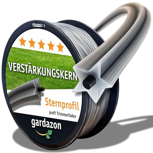 Gardazon Trimmerfaden mit Verstärkung - 2mm x 100 m Vorsicht - extrem scharf - (Sternprofil) Freischneider Faden Universell - Mähfaden für Motorsense - Ersatzfaden für Rasentrimmer - Nylonfaden
