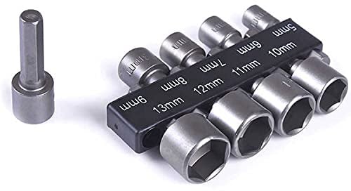 RoserRose 9 StüCk SteckschlüSsel Set, Stecknuss Set, 5-13mm Stecknussadapter Werkzeug, 1/4 Zoll Sechskantschaft Innensechskant Satz, FüR Bohrer Oder Akkuschrauber, Bitsatz FüR Akkuschrauber
