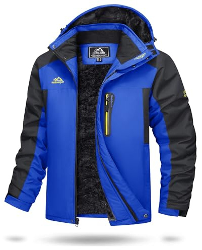 TACVASEN Herren Wasserdicht Winter Skijacke Warme Snowboardjacke Outdoorjacke Gefüttert Winterjacke (M, Blau)