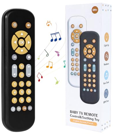 Orzbow Baby Spielzeug 6 Monate +, Einstellbare Lautstärke Baby Fernbedienung Spielzeug, Frühes Pädagogisches Musik Babyspielzeug mit Mehrstufigen Knöpfen, Montessori Spielzeug Baby, Schwarz