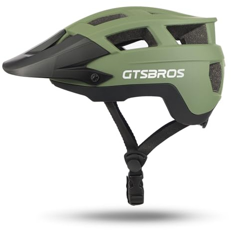 GTSBROS Mountainbike Fahrradhelm mit Visier Leicht für Damen Herren- Doppelte Inmould Technologie MTB Helm Erwachsene (Armeegrün)