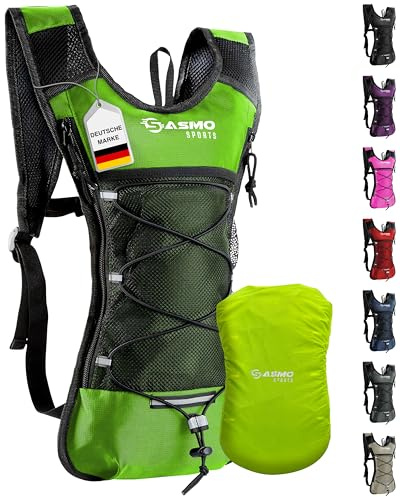 SASMO® Laufrucksack 6L (Grün) mit Thermofach | Lauf Rucksack - Ultraleicht 300g | Laufrucksack Damen & Herren | Running Backpack inklusive Regenschutz & Reflektoren
