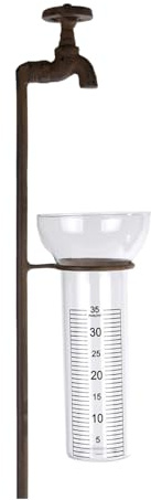 FTWDesign Regenmesser aus Metall in Wasserhahn-Optik Niederschlagsmesser für den Garten