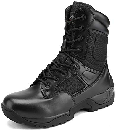 NORTIV 8 Herren Militärstiefel Einsatzstiefel mit Reißverschluss Taktische Boot Security Stiefel Kampfstiefel Springerstiefel Armee Outdoor Trekking Schuhe,Size 46,Schwarz,RESPONSE