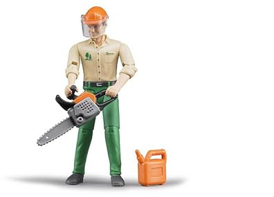 bruder 60030 - Forstarbeiter mit Zubehör - 1:16 Spielzeugfigur, bworld, Waldarbeiter, Förster, Jäger, Holztransporter, Landwirt, Bauernhof, Mensch