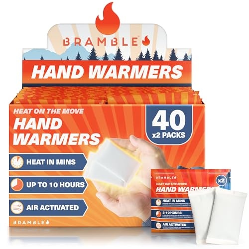 Bramble – Handwärmer (40 Paar, 80 insgesamt) – Luftaktivierte Taschenwärmer für Outdoor-Aktivitäten – Wärme in Minuten – Bis zu 10 Stunden Wärme