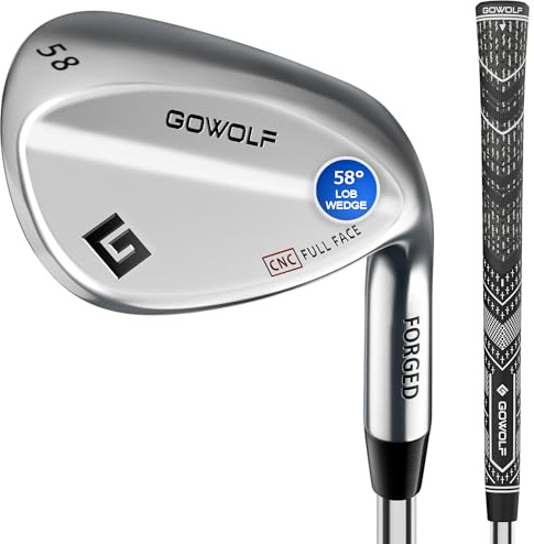 Gowolf 58 Grad Wedge Rechte Hand - Geschmiedete Golfkeile Vollgesicht für Männer, Premium Gap Wedges Sand Wedge Lob Wedge Golfschläger für Männer, tolle Golfgeschenke - CNC gefräste Fläche für mehr