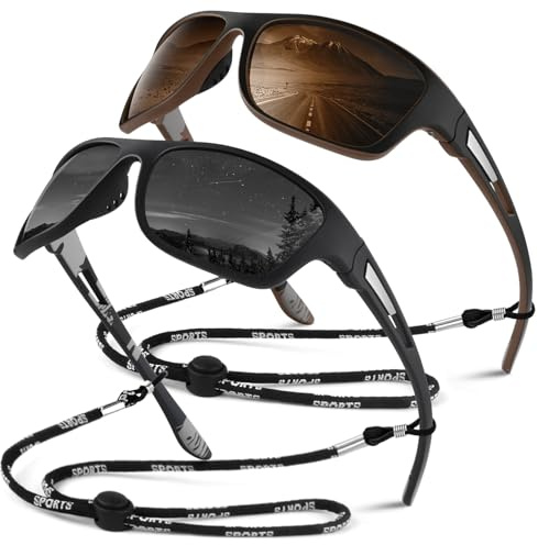 SUNIER Polarisiert Sonnenbrille Herren Damen,Sport Brille UV400 Schutz | Anti Glare, Ultraleicht Langlebig Rahmen, Verspiegelt Linse, Fahrradbrille, Angeln, Fahren, Laufbrille, Radfahrbrille