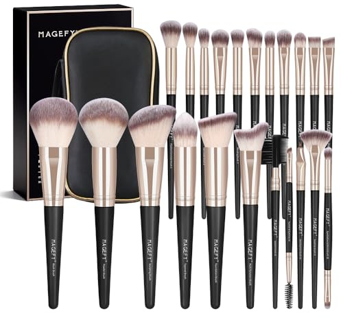 Make up Pinsel Set MAGEFY Professionelles 22 Pcs Pinselset Makeup Schminkpinsel Kit Foundation Lidschatten Kosmetikpinsel Set mit Pu Leder Tasche