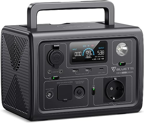 BLUETTI Tragbare Powerstation EB3A, 268Wh LiFePO4 Batterie Backup mit 600W (1200W Peak) AC Ausgängen, Solargenerator für Reise und Camping