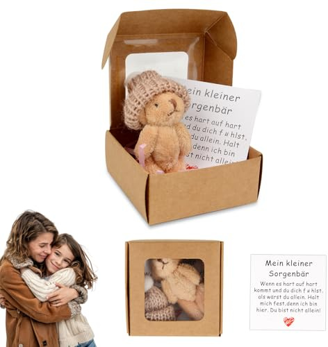 Yizemay Teddybär Klein Pocket Hug, Mini Stofftiere Kleiner Teddy, Emotionaler Support Teddy, Klein Positive Geschenk für Frauen Freunde Familie