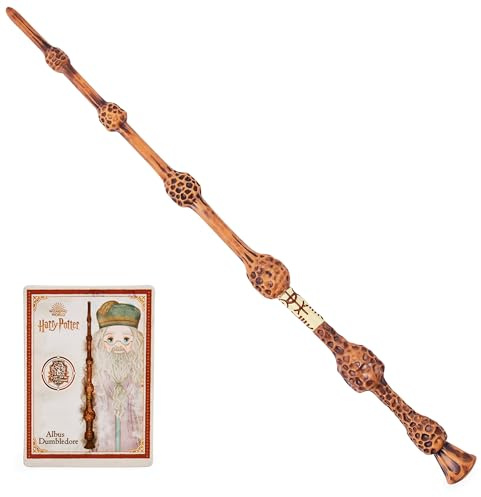 Wizarding World Harry Potter - Authentischer Albus Dumbledore Zauberstab aus Kunststoff mit Zauberspruch-Karte, ca. 30,5 cm, Spielzeug für Kinder ab 6 Jahre, Fanartikel