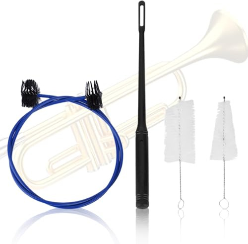 4 Stück Trompetenreinigung Set, Mundstückbürste Trompetentastenbürste flexible Bürste Reinigungsstab Reinigungsstab Trompete Kornett Instrumentenreiniger Pflege Wartungsset Musikinstrument Zubehör