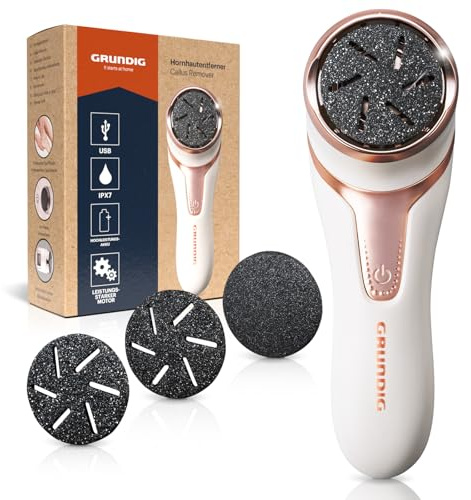 GRUNDIG Hornhautentferner elektrisch Hornhaut entfernen - schnell schöne Füße - Fußpflege Set mit Hochleistungsakku I IPX7 Fuß Pedi Pediküre (Gerät)