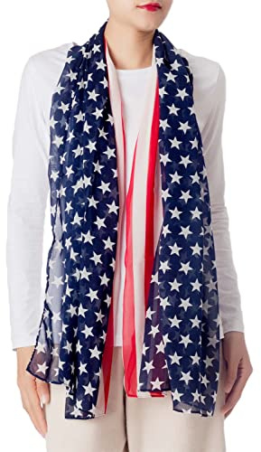 iB-iP Damen Usa-flagge Großer Leichter Modischer Schal, Größe: Einheitsgröße, Marine
