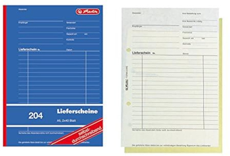 Herlitz 883520 Lieferscheinbuch A5, 2 x 40 Blatt, selbstdurchschreibend, 10 Stück (A5, 204)