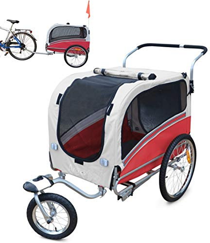 PAPILIOSHOP Argo – Klappbarer Hundeanhänger, Hundewagen und Fahrradanhänger für Hunde in S, M, L, Stabil und Belüftet, Ideal für Tiertransport und Outdoor-Aktivitäten (Rot Large)