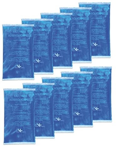 KK Kalt-Warm Kompresse 9 × 16 cm – 10er-Pack Wiederverwendbare Therapie-Kompressen für Kälte- & Wärmeanwendungen bei Prellungen, Verstauchungen, Gelenk- & Zahnschmerzen, Rücken, Schulter