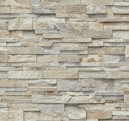 P & S PROFESSIONAL DETAIL PRODUCTS: 3D-Tapete mit Ziegel-Motiv, 2 Farben Beige Stone