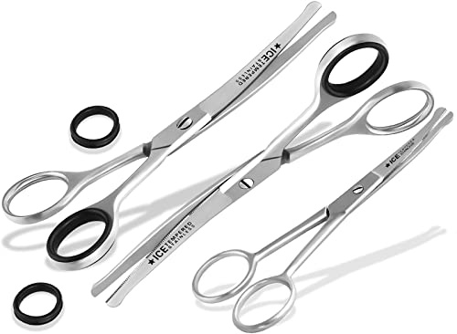 Fellschere 3er Set Pfotenschere Hundehaarschere gebogen mit Mikroverzahnung | Hundeschere Edelstahl Rostfrei für die Fellpflege in 11,5 cm, 14,5 cm & 16 cm