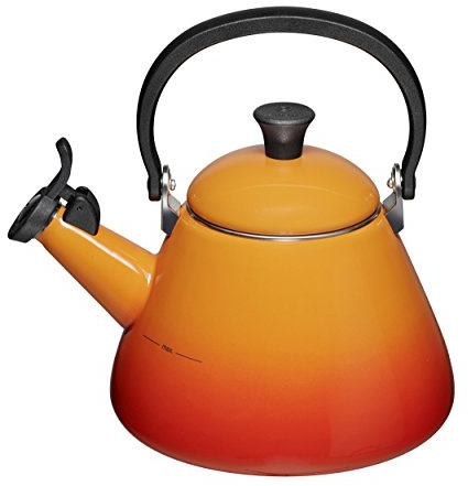 Le Creuset Kone Wasserkessel mit Pfeife, Emaillierter Stahl, 1,6 L, Ofenrot, 92000200090000