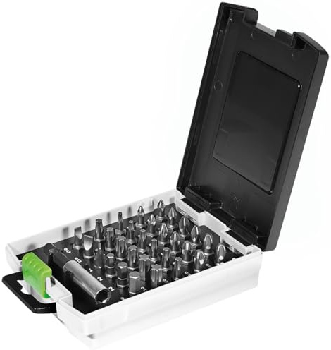 Festool Bit-Set BIT/BH-SORT/31x – Bitkassette mit Bithalter | 31-teiliges Bitsatz-Sortiment in kompakter Kassette – TX, PH, PZ, HEX, LS – inkl. CENTROTEC Magnet-Bithalter