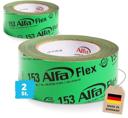 Alfa Flexibles Hochleistungsklebeband Profi-Qualität Dampfbremsen Dampfsperren Dachfolien Folienklebeband/Systemklebeband (2, 50 mm x 25 m)