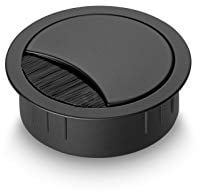 Eisnhauer Kabeldose Edelstahl schwarz lackiert 60 mm, für mehrere Kabel geeignet, Bürstendichtung und Abnehmbarer Deckel, Höhe ca. 21 mm