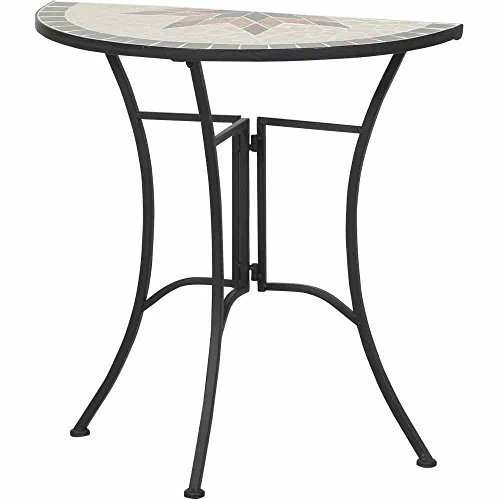 Siena Garden Tisch Stella, 35,5x70x71,5cm, Gestell: Stahl, pulverbeschichtet in schwarz matt, Fläche: Mosaik,Tischplatte: Keramik